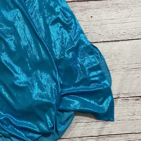 NWT RETROFETE Tova Shimmer Halter Dress in Aqua Blue - Picture 10 of 11